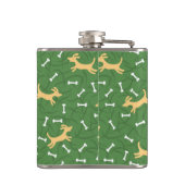 gelukshonden met botten achtergrond heupfles (Achterkant)