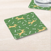 gelukshonden met botten achtergrond kartonnen onderzetters (Schuin)