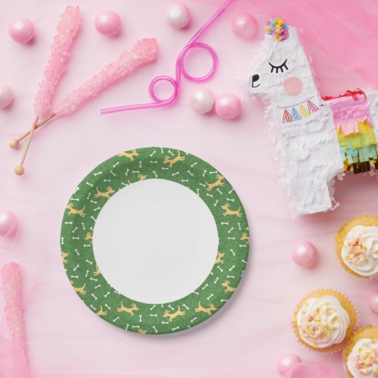 gelukshonden met botten achtergrond papieren bordje (Feest)