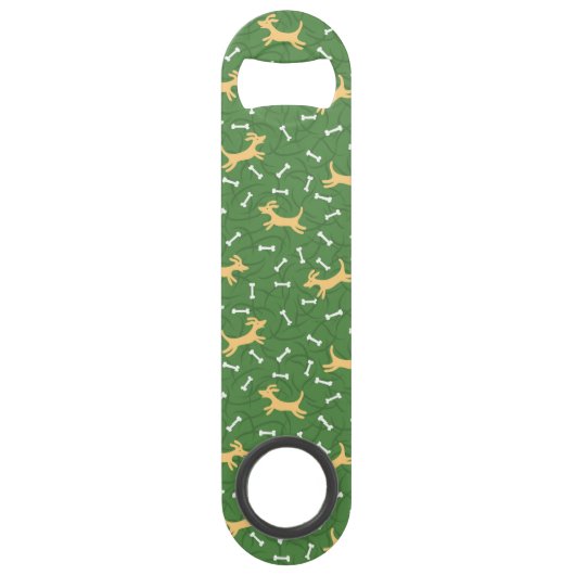 gelukshonden met botten achtergrond speed flessenopener (Voorkant)