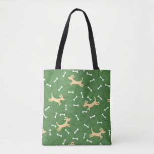 gelukshonden met botten achtergrond tote bag