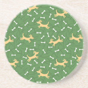 gelukshonden met botten achtergrond zandsteen onderzetter