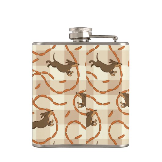 gelukshonden met worstjes heupfles (Achterkant)