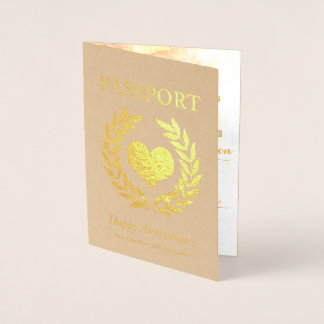 Geluksjaarfeest Gouden Paspoort Folie Kaarten