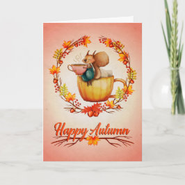 Gelukskaart met eekhoorn voor herfst feestdagen kaart