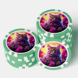 Gelukskaarten voor Kattenliefhebbers Poker Chips