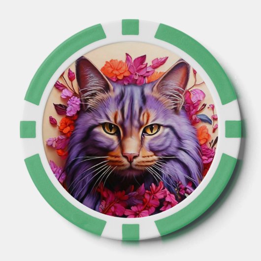 Gelukskaarten voor Kattenliefhebbers Poker Chips (Voorkant)