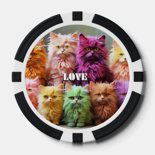 Gelukskaarten voor Kattenliefhebbers Poker Chips (Voorkant)