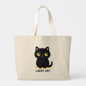 Gelukskat Grote Tote Bag (Achterkant)