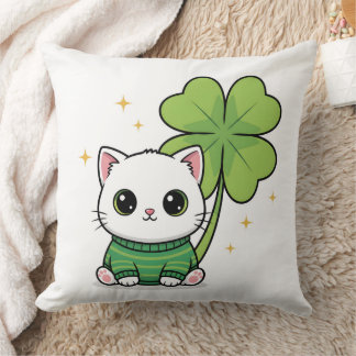 Gelukskat Kussen - Kawaii Clover Ontwerp - Schatti