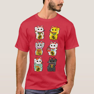 Gelukskat Maneki Neko familie retro T-shirt