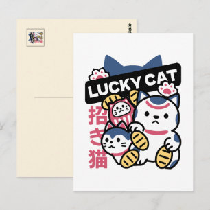 Gelukskat Maneki Neko – Japanse Gelukskat Briefkaart