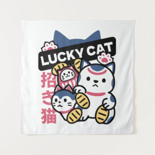 Gelukskat Maneki Neko – Japanse Gelukskat Wandkleed