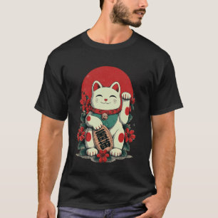 Gelukskat Maneki Neko Japanse Vintage Retro Zon T-shirt