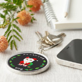 Gelukskat met Kerstkrans Sleutelhanger (Zijkant)