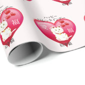 Gelukskat met Liefde Cadeaupapier (Rol Hoek)