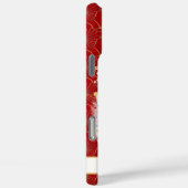 Gelukskat Met Rode Bloemen Met Monogram Case-Mate iPhone Case (Achterkant / Rechts)