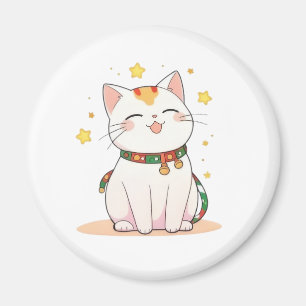 Gelukskat met Sterren Kawaii Ontwerp Magneet
