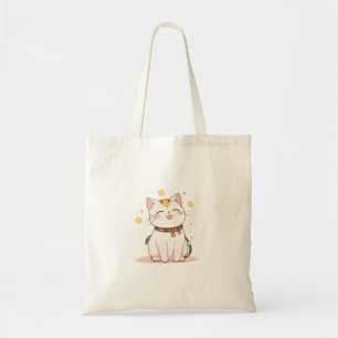 Gelukskat met Sterren Kawaii Ontwerp Tote Bag