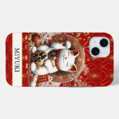 Gelukskat Met Vergulde Munten Monogram Case-Mate iPhone Case (Achterkant (horizontaal))