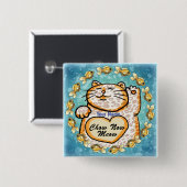 Gelukskat Miauw Vierkante Button 5,1 Cm (Voorkant /achterkant)