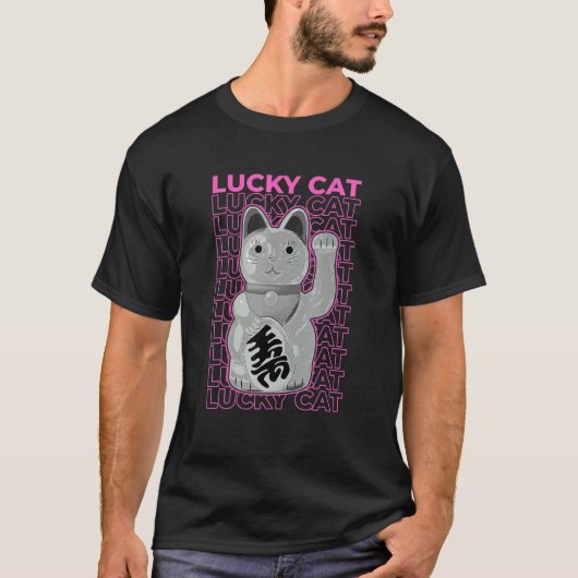 Gelukskat Pastel Esthetiek T-shirt (Voorkant)