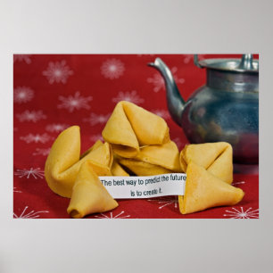 gelukskoekje met wijze woorden poster