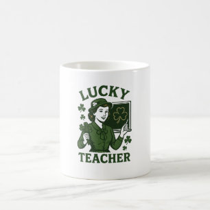 Geluksleraar – Vintage St. Patrick's Day Retro Dé Koffiemok