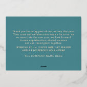 Gelukslogo vakantietijd turquoise goud folie feestdagenkaart (Achterkant)