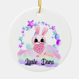 Geluksmagie zoete konijn in de regenboog keramisch ornament