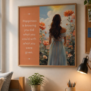 Geluksmeisje met Bloemen Inspiratie Poster