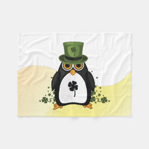 Gelukspinguïn St. Patrick's Day Cozy Ierse Klaver  Fleece Deken