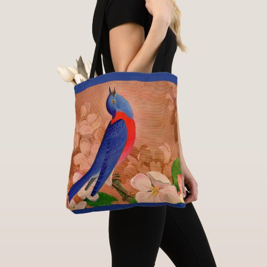 geluksprint van de blauwe vogel tote bag (Dichtbij)