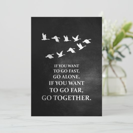 Geluksquote als u samen wilt gaan kaart (Staand voorkant)