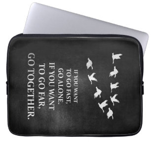 Geluksquote als u samen wilt gaan laptop sleeve