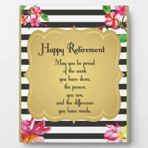 Geluksquote bij pensionering Afscheids cadeau Fotoplaat