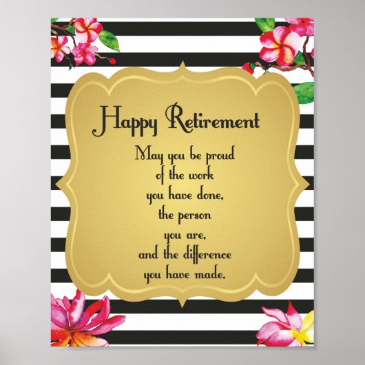 Geluksquote bij pensionering Afscheids cadeau Poster (Voorkant)