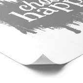 geluksquote kies voor vrolijk grijs en wit poster (Hoek)