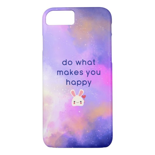 Geluksquote met Surreal Clouds en een Bunny Case-Mate iPhone Case (Achterkant)