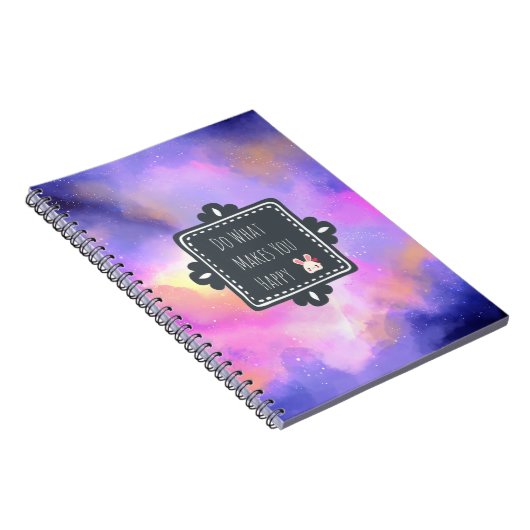 Geluksquote met Surreal Clouds en een Bunny Notitieboek (Rechterzijde)