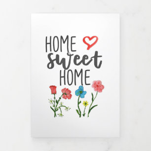 Geluksquote Thuis Zoete Thuis Bloemen Drieluik Kaart