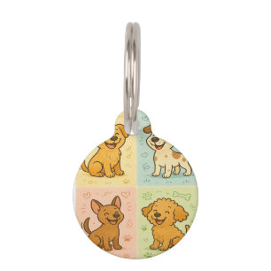 Gelukstaarten – Cartoon Hond Doodles Huisdierpenning