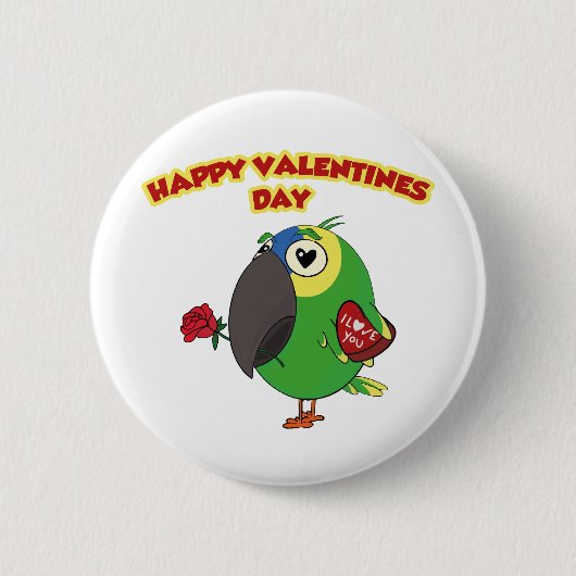 gelukstvalentijnspapegaai ronde button 5,7 cm (Voorkant)