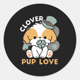 Geluksvarken met klaver – St. Patrick's Day-cadeau Ronde Sticker