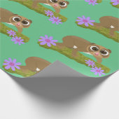 Geluksvochtige langzaam-loris op de cartoon van ee cadeaupapier (Hoek)