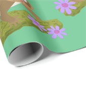 Geluksvochtige langzaam-loris op de cartoon van ee cadeaupapier (Rol Hoek)