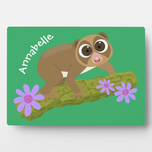 Geluksvochtige langzaam-loris op de cartoon van ee fotoplaat (voorkant)