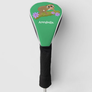Geluksvochtige langzaam-loris op de cartoon van ee golfheadcover