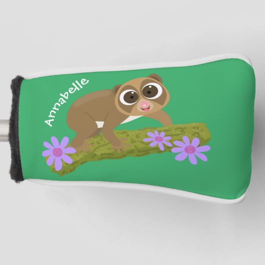 Geluksvochtige langzaam-loris op de cartoon van ee golfheadcover (Voorkant)