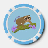 Geluksvochtige langzaam-loris op de cartoon van ee poker chips (Achterkant)